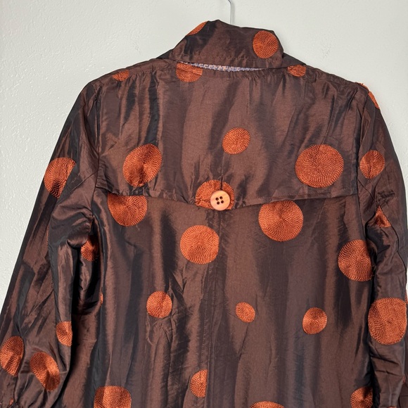 UBU reversible polka dot hounds tooth long jacket mettalic crinkle ruffle S - Picture 8 of 13